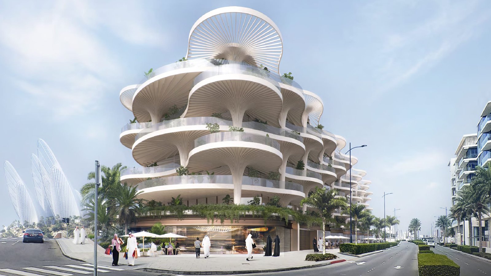 Mamsha Palm Abu Dhabi biophilic architecture by Koichi Takada near Soul Beach