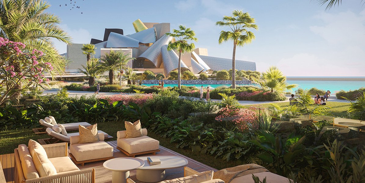 Aerial view of Nobu Residences showcasing prime Mamsha Al Saadiyat location