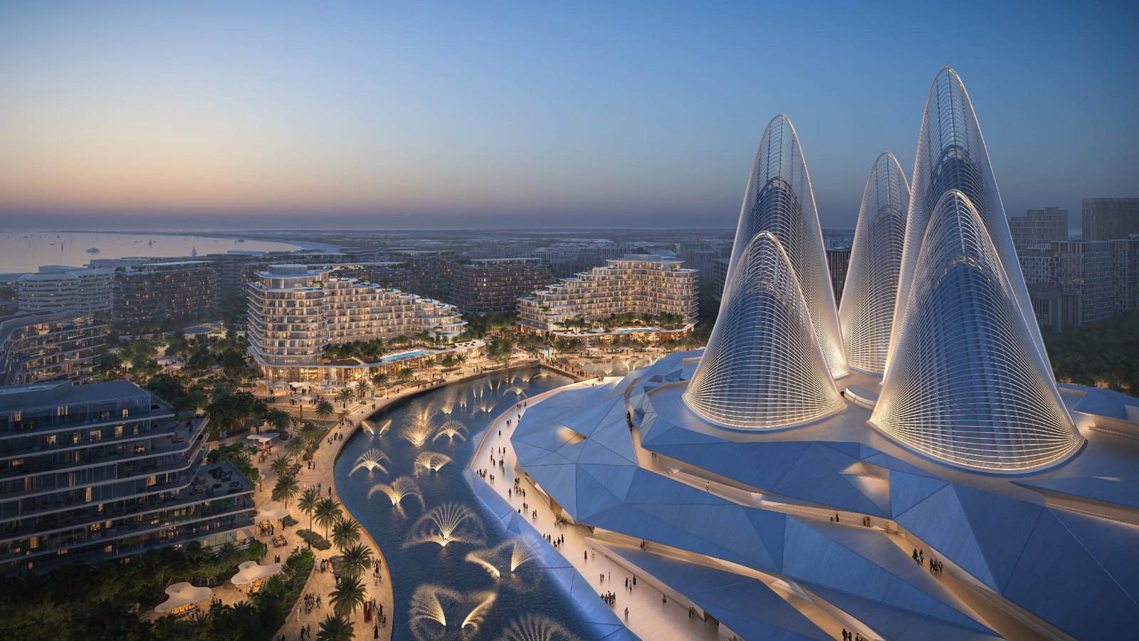 Saadiyat Cultural District skyline and cultural landmarks view